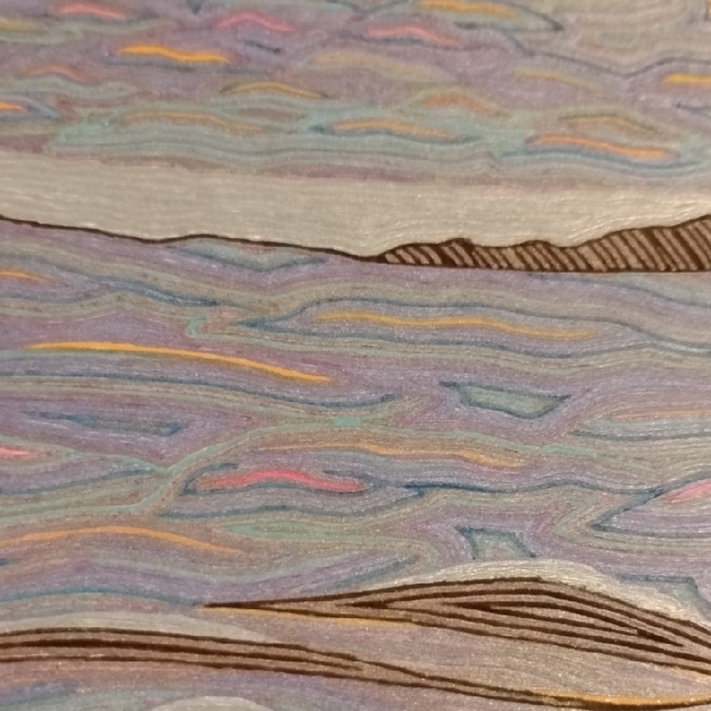 Handmade One Of A Kind Colorful Sunset Ocean Gell Pen Art Card 8.5"X11" - Picture 13 of 16